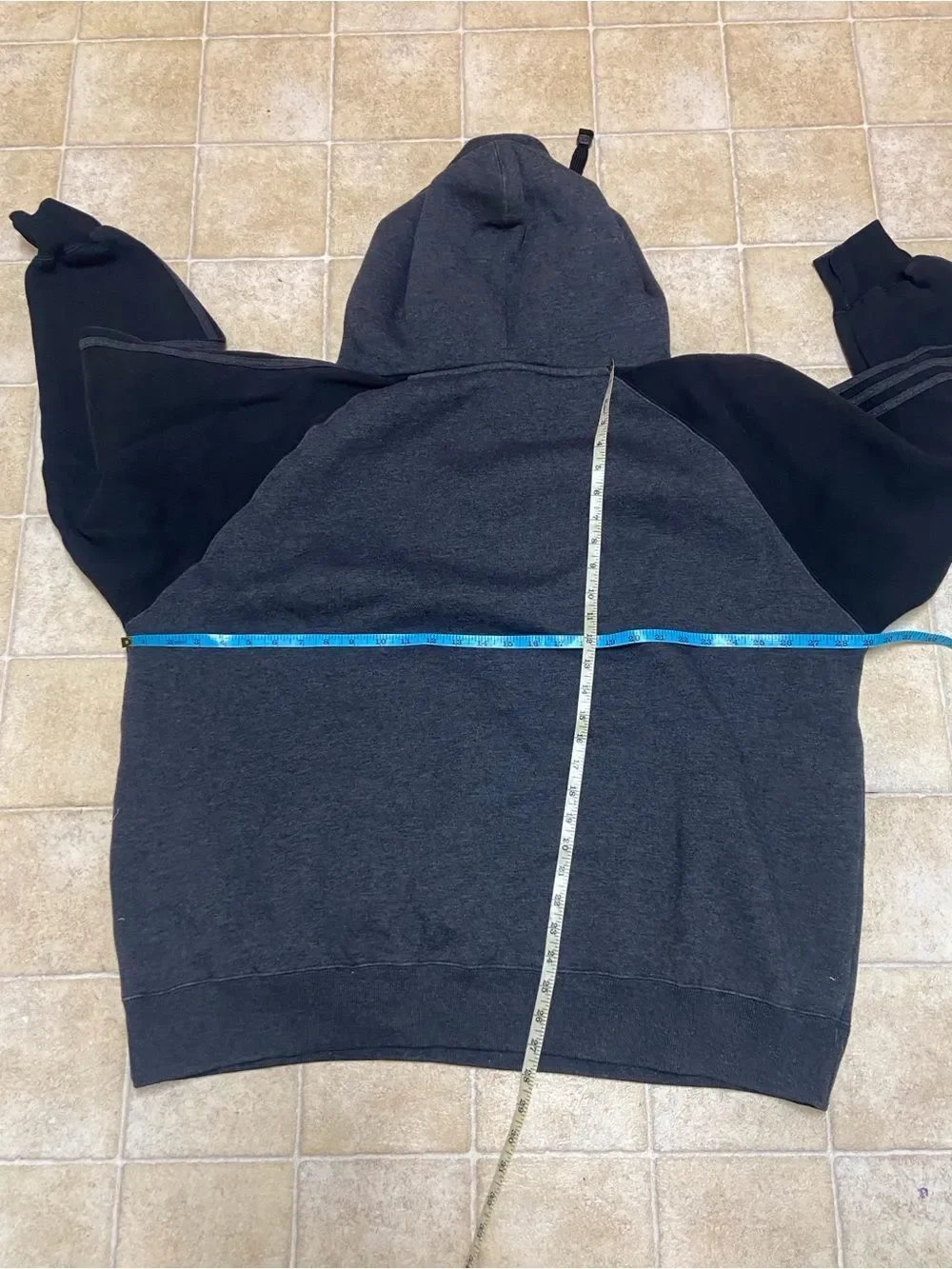 Vintage Charcoal and Black Two-Tone Hooded Pullover with Logo